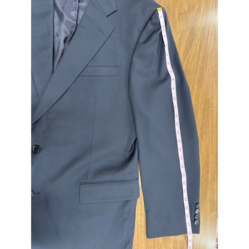 Brooks Brothers Mens 43 LG Black Super 110s Worsted Wool Blazer Sport Coat USA